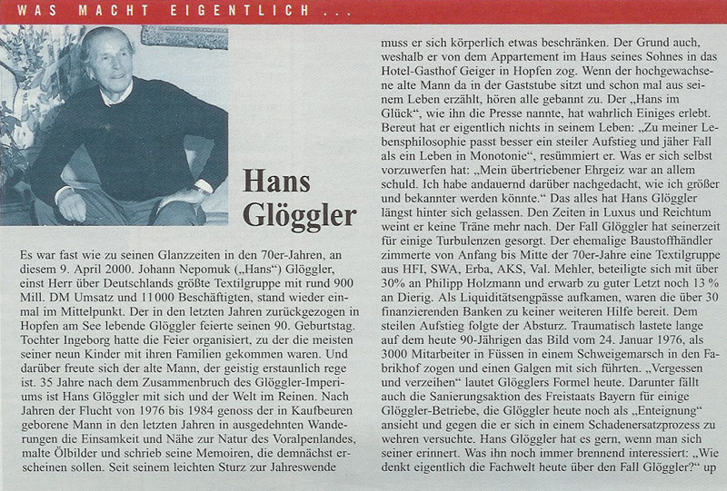 Was macht eigentlich...Hans Glöggler