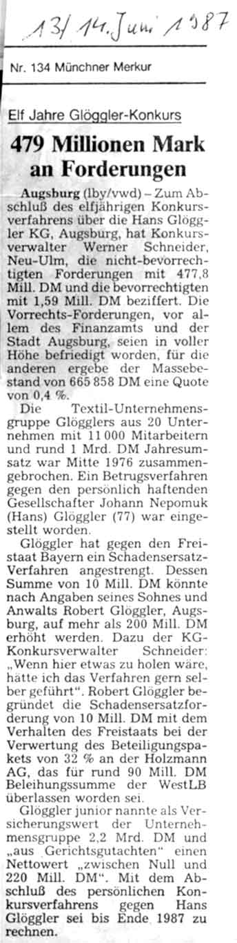 Elf Jahre Glöggler-Konkurs